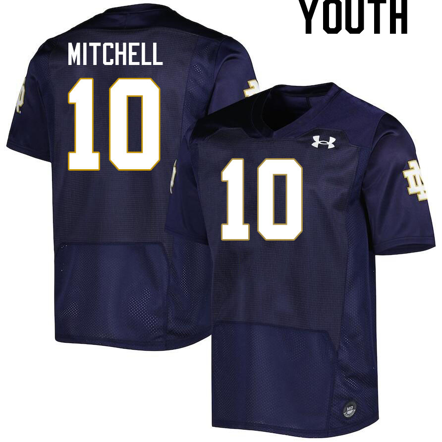 Youth #10 Kris Mitchell Notre Dame Fighting Irish College Football Jerseys Stitched-Navy